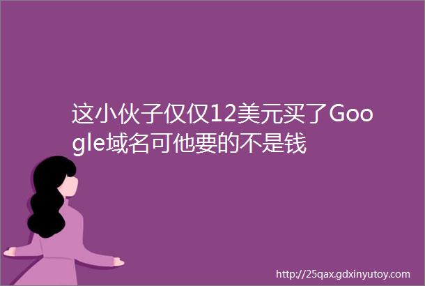 这小伙子仅仅12美元买了Google域名可他要的不是钱